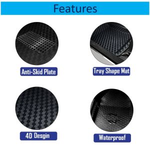 4.5D Car Floor Foot Tray Mats for Santro Xing  - Black